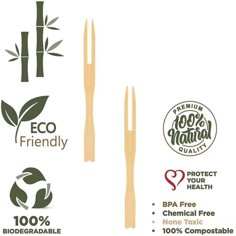 Whispering Fantasy 100pcs 9cm Wooden Fruit Forks, Disposable Wooden Forks