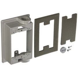 1-Gang Weatherproof Extension Adapter, Swing Arm, Two 1/2 in. Threaded Outlets, Gray