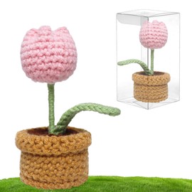 Penandatan Crochet Flowers, Knit Flowers, Crochet Tulip,Perfect for Teacher Appreciation, Gifts for Mom from Daughter, Ideal for Mother's Day, Birthday, Special Occasions, Pink Tulip