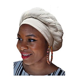 Dupsie's Women's Drawstring White Modu Hat Pre-tied Head Wrap