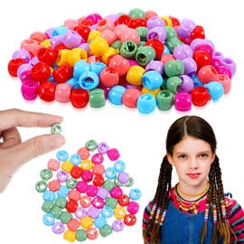 Nogeqi Pack of 200 Colourful Hair Beads for Clips, Plastic Hair Beads Girls, Mini Hair Accessories, Hair Clip, Small Mini Hair Clips for Ponytail Braid, Children