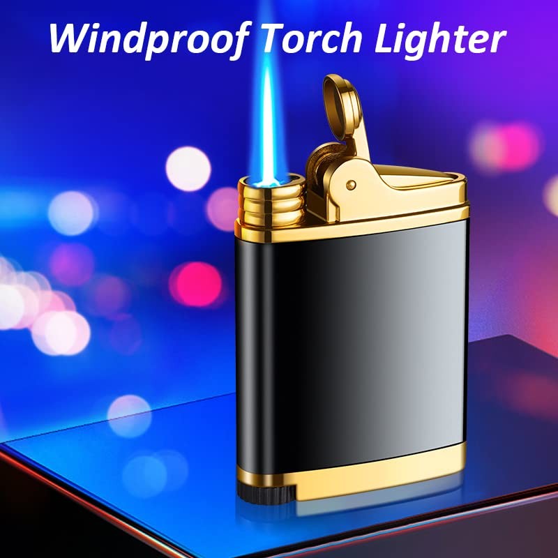 Pocket Torch Lighter, Jet Flame Butane Lighter with Flame Dial,