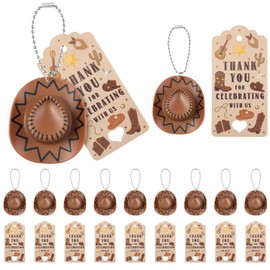 Sollose 18 Sets Cowboy Hats Keychains for Cowgirl Bachelorette Party Favors, Rodeo Bithday Western Wedding Thank You Gifts (Brown)