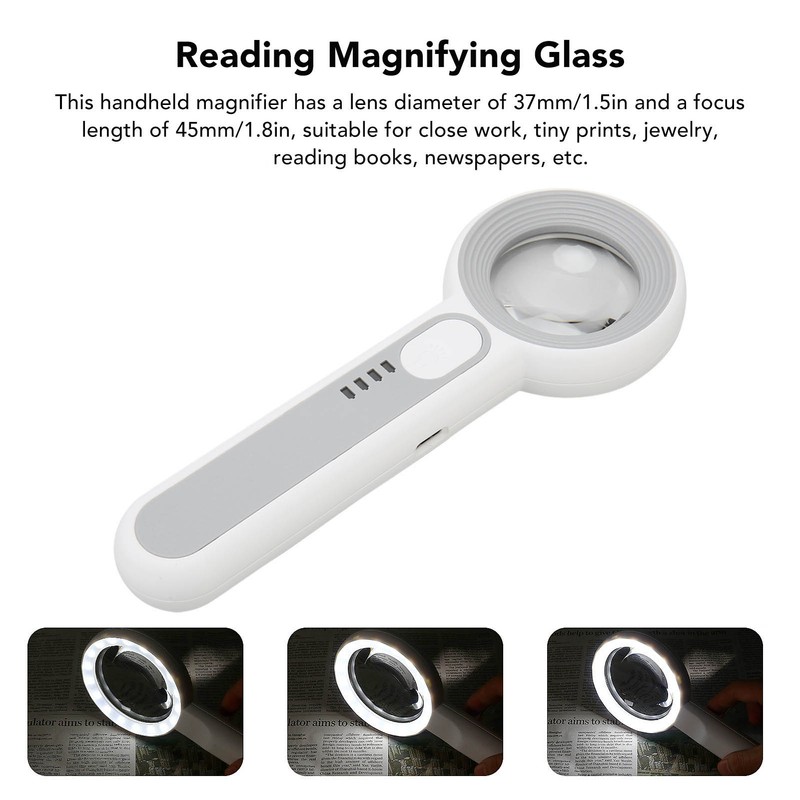 Magnifying Glass 11X Rechargeable 3 Levels Brightness Portable Handheld Magnifier