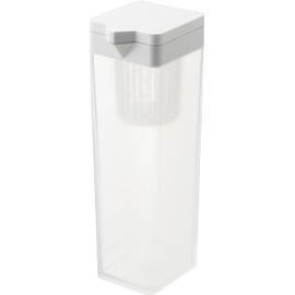 Yamazaki 1749 Collapsible, Cold Water Bottle with Tea Bag Holder, White, W 3.3 x D 3.9 x H 10.7 inches (8.5 x 10 x 27.2 cm), Tower 1.2 L; Dishwasher Safe, Barley Tea Pot