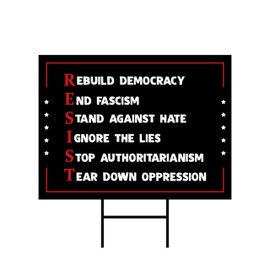 Resist Yard Sign - Resist Hate Lawn Sign, Anti-TrumpSIgn, Resist Racism, Resist Fascism Yard Sign with Metal H-Stake, VP15210 (Multicolor, 18" x 12", Double Sided)