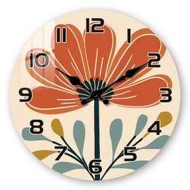 Tomopetime Boho Wall Clocks for Bedroom 12 Inch - Kitchen Wall Clock Battery Operated - Flowers Round Silent Wall Clock Non Ticking for Bathroom Living Room Decor
