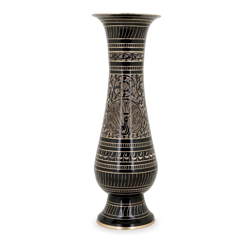 Zap Impex Carving Work Brass Flower Vase For Home Office