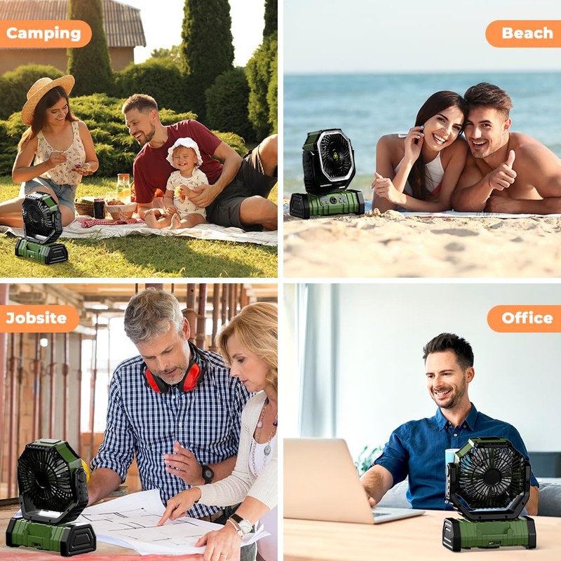 VOSFEEL Camping Fan - 20000mAh Battery Powered Fan Rechargeable with