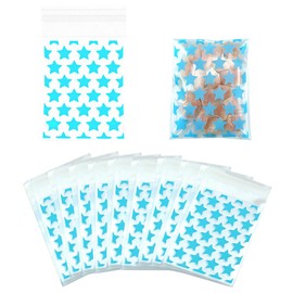 SaktopDeco 100 PCS Blue Star Cellophane Treat Bags Self Sealing Cellophane Bags Small Clear Cellophane Bags Candy Bags