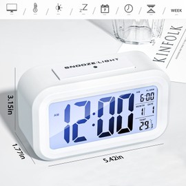 WEISPO Reloj Despertador Digital con Pantalla LED, Despertador Electronico con Función Snooze, Temperatura, 12/24 H, Fecha, Reloj de Alarma Digital para Dormir, Mesilla, Dormitorio, Cocina, Oficina