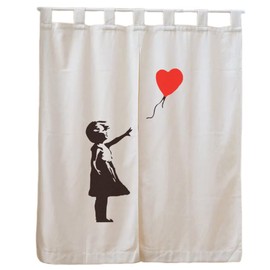 Noren Banksy Blindfold Long Stylish Room Divider Blackout Scandinavian Noren, Easy to See Funny, Soft, Decorative, Entryway, Door Curtain, Kitchen, Living Room, Restaurant, Entrance, Doorway, Width 47.2 ft (120 m) Length 59.1 inches (150 cm)