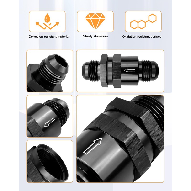 10AN Fuel Check Valve, Male 7/8-14 Thread Check Valve Assembly,