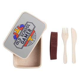 Fabulous Lunch Box - Lunch Box with Cutlery Grey - Old School Gamer Video Game Vintage Style - 700ml