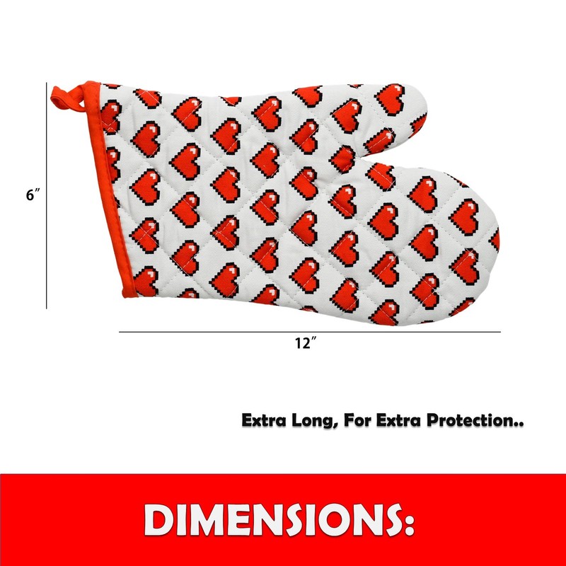 Heat Resistant Oven Mitts - Quilted Kitchen Gloves - Red