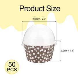 QUARKZMAN 50 Set Cupcake Liners mit Dome-Deckeln, Muffins Liners Wrappers, Einweg-Backförmchen für Hochzeits- und Geburtstagsfeierdekoration Braun