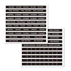 Swimming Pool Plumbing Identification Labels, Joyfulmap 20pcs UV Swimming Pool Labels for Pool Lines Pipes and valves Equipment, Easily Mark Different of Your System for Easier Identification, Black