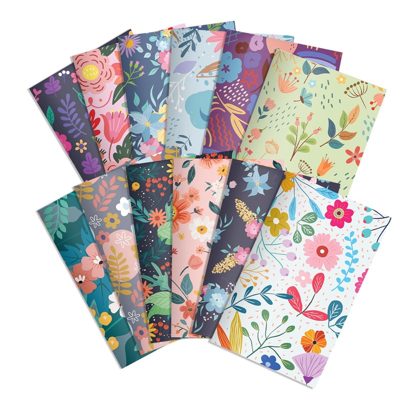 12 Pack Floral Mini Pocket Notepad, Colorful Small Flower Cover