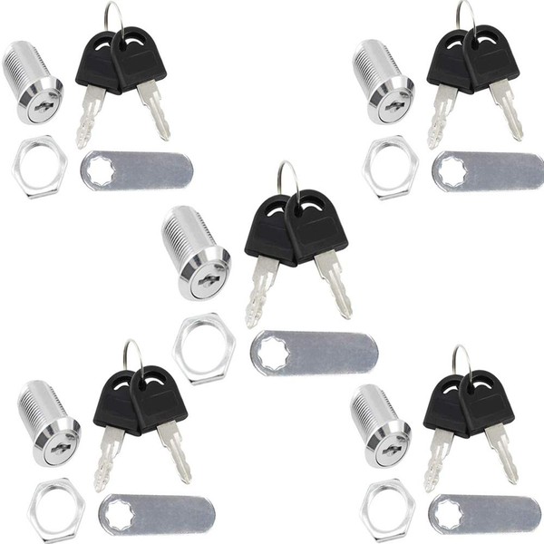 RUNCCI-YUN 5 Pack Cam Locks 20mm,Drawer Cabinet Locking,Mailbox Lock,Cupboard Cabinet