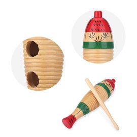 Wooden Guiro, Colorful Fish-shaped Musical Percussion Instrument Toy for Kids and Adults Musical Instrument
