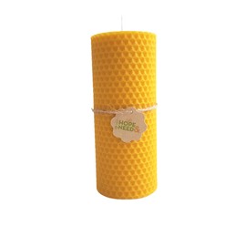 Hope&Need Beeswax Pillar Candles- Big Size 1 Piece(5.5 inches x 2.3 inches) %100 Pure Bees Wax Candles for Home Decoration, Healthy and Natural Honeycomb, Hand-Rolled Beeswax Candle, No Chemicals