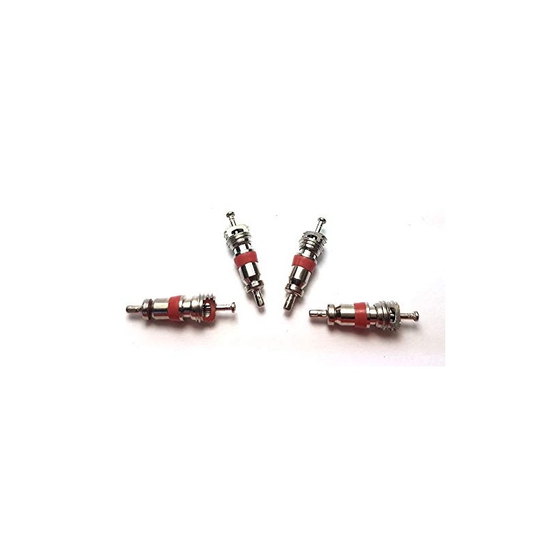 4 x Valve Cores Red Silver Valve Insert + Valve