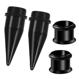 HEKEUOR 4 Piece 316l Steel Tapers and Tunnels Ear Stretching Kit Gauges Gauging Plugs Choose 1g 7/16 1/2 9/16 00g-14g, Rubber,Stainless Steel,Steel, steel