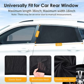 JELLYBABABABY Car Window Shades - Car Sun Screens for Windows - Baby Sun Shade - Covers Rear Side Window - Blocks UV Rays, Protects Babies, Kids & Pets - Auto Sun Visors -Fits Almost Every Car.2 Pack.