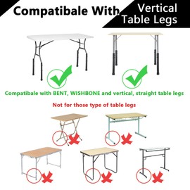kulusion 4 Packs Folding Table Leg Extenders, Highly Durable Steel Risers, Table Leg Extensions for Straight and Bent Legs, Adjustable Table Height Extenders for Rise 5.3in - 13.2in