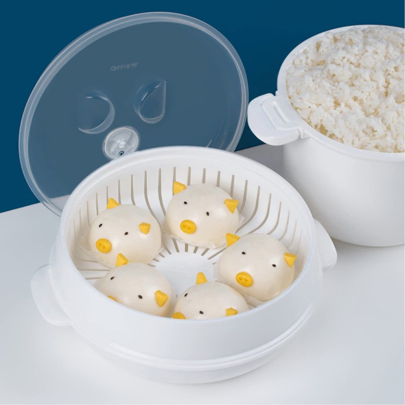 Plastic 1-Tier Microwave Steamer Heating Steamer, Vegetable Steamer for Cooking