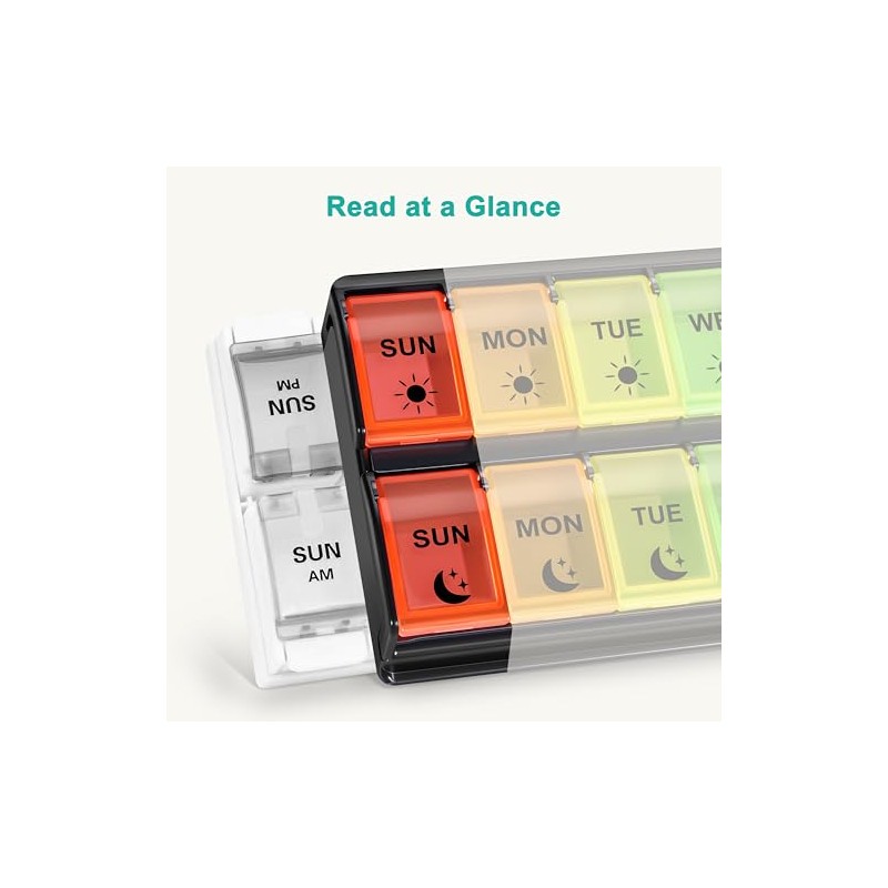 Fullicon Fast Refill Pill Box 2 Times a Day, Large