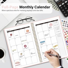 Budget Planner A5 Monthly Financial Organizer Planner with Expense Budget Book Expense Tracker Notebook Accounting Book to Manage Your Money Effectively, Start Anytime, 1 Year Use, Pink