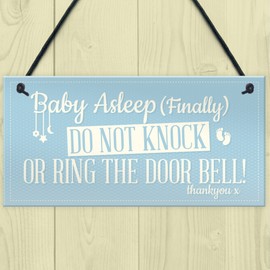 RED OCEAN Baby Asleep Bedroom Door Sign Baby Sleeping New Born Mum Hanging Wall Plaque Shower Gift
