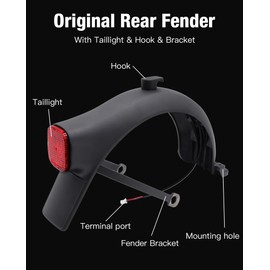 Scooter Rear Fender Assembly with Hook&Taillight Integrated Compatible with Ninebot by Segway F2 / F2 Pro / F2 Plus Kickscooter Rear Mudguard Support Bracket F2 Series Fender Original Accessories