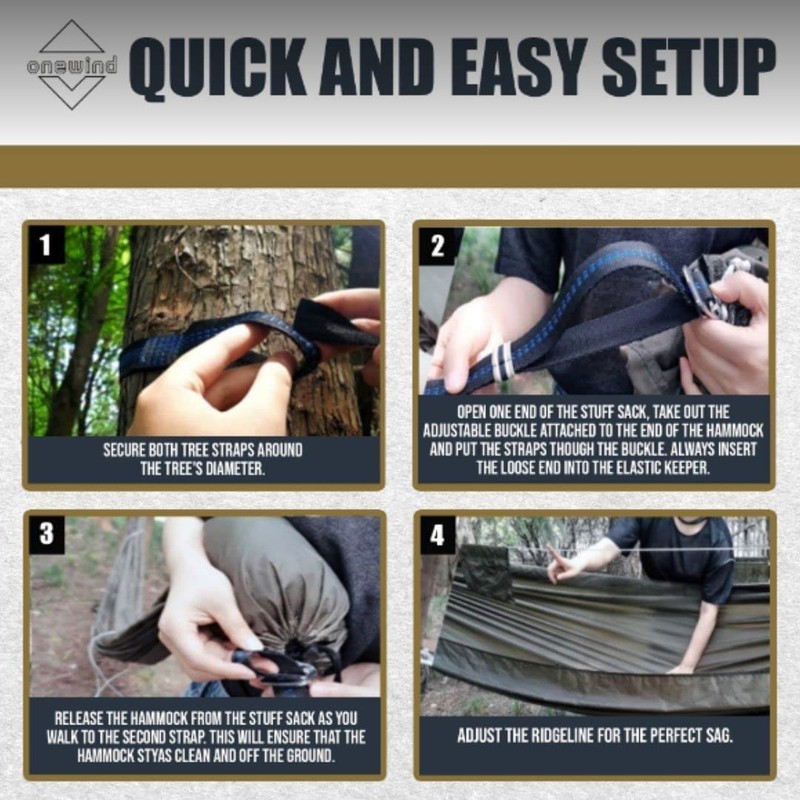 onewind 12Ft Camping Hammock with Mosquito Net, Ridgeline Double Hammock