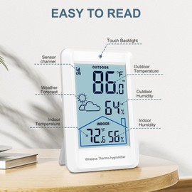 Ankilo Indoor Outdoor Thermometer Wireless Weather Stations, Accurate Digital Hygrometer Temperature Humidity Meter,328ft/100m Range,Inside Outside Thermometer for Home Patio