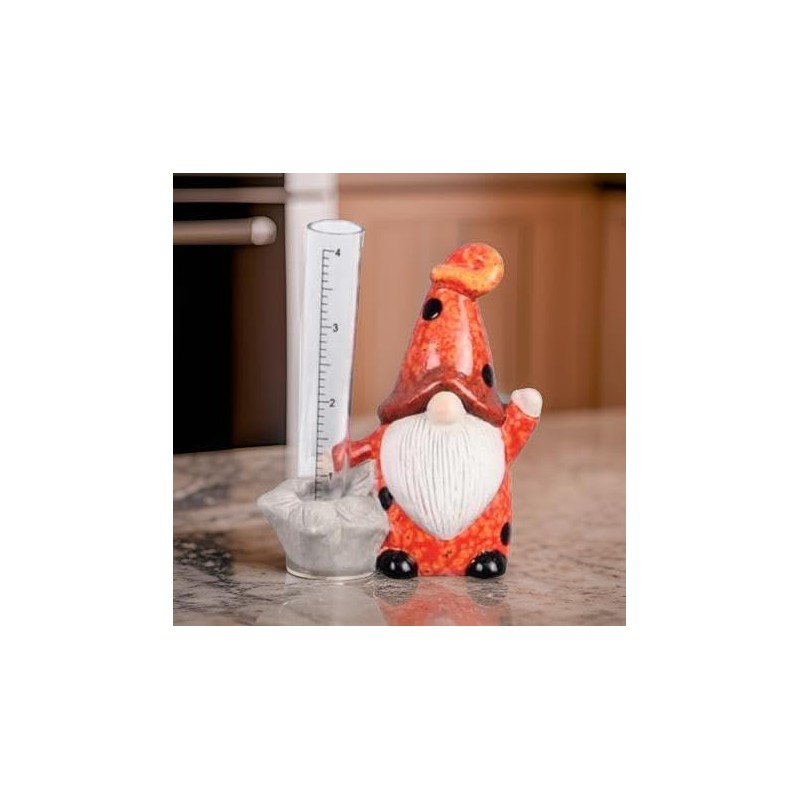 The Bridge Collection Cute Garden Gnome Rain Gauge (Ladybug)