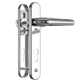 Bwintech 1 Set Polished Chrome UPVC Door Handle Set Stainless Steels 304, 92mm Backset,122mm Screw Hole Distance, 210mm Plate Length Front Door Handles for UPVC Door