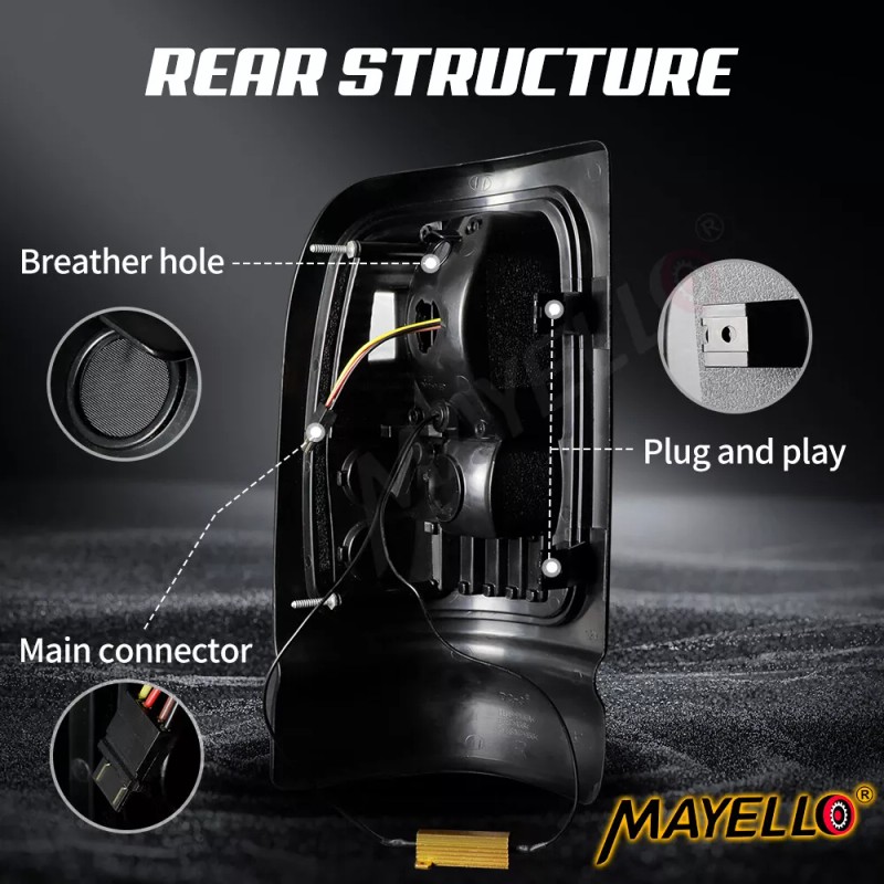 mayello Fit 1994-2001 Dodge Ram 1500 2500 3500 Black LED
