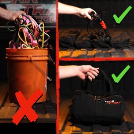 TorkStrap TorkBag | Tie Down Strap Organizing Bag - Stores up to 8 Cargo Straps - No More Tangled Straps - Heavy Duty Canvas Bag for Tiedowns, Ratchet Straps and/or Bungees - Lightweight and Portable