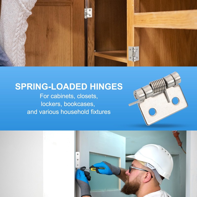 PATIKIL 2 Pcs Spring Loaded Hinges, 1" Self Closing Stainless