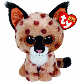 Carletto Ty 36190 Ty 36190-Buckwheat-Luchs braun mit Glitzeraugen, Beanie Boo's, 15 cm