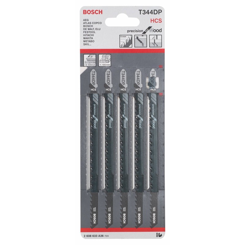 Bosch T-344DP 5 Piece Jigsaw Blade for Carpentry