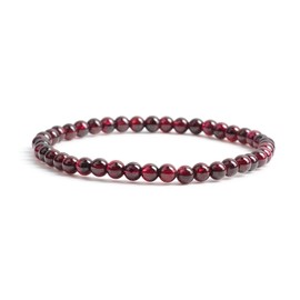 Colección Cherry Tree - Pequeña, Mediana, tallas grandes, pulseras con abalorio de piedras preciosas para mujeres y hombres, abalorio redondas de 4 mm, Large, Piedra, Granate rojo