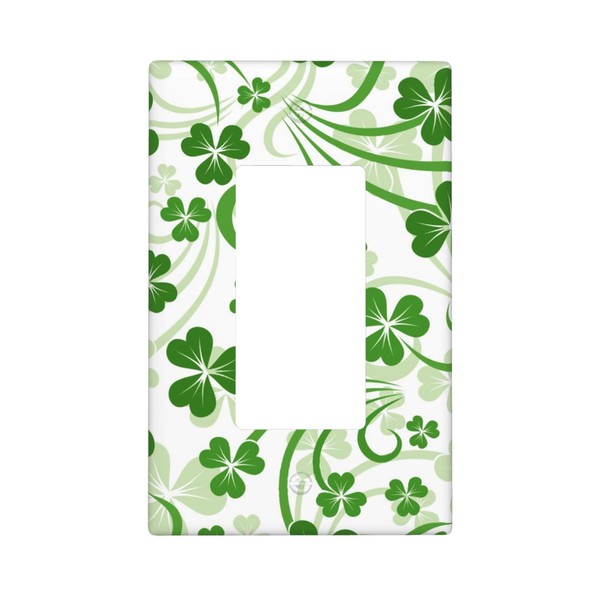 Pznen Shamrock Leaves Green 1 Gang Single Decorator GFCI/Rocker Wall