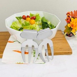 Supreme Housewares Stainless Steel Hand Salad Server Set of 2 - Convenient Bowl-Hook Handles for Easy Storage - Salad Hands for Tossing and Serving Salad