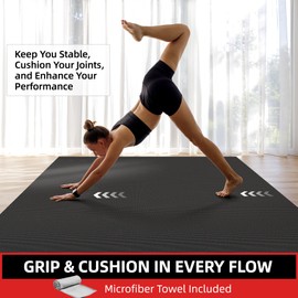 GymCope Large Yoga Mat with Carrying Straps, 10'x6'/9'x6'/8'x6'/7'x5'/6'x4' (8MM) Thick Yoga Mat, Wear-Resistant and Anti-slip Gym Mat Ideal for Home Yoga, Pilates, Fitness, Extra Thick Yoga Mats for Barefoot Use