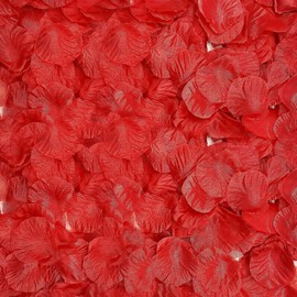 Pétalos de Flores Artificiales, 1000 Pétalos de Rosa, Pétalos de Rosa Artificiales para Fiesta de Boda, Baño, Dormitorio, Baby Shower, San Valentín, Noche Romántica, Decoración de Cama (Rojo)