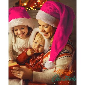 Hikkcos Christmas Pink Santa Hat Plush Santa Hat for Woman Velvet Comfort Xmas Hat for Christmas New Year Festive Holiday Party