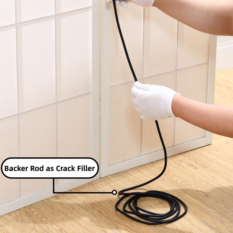 Trimold Backer Rod for Gaps and Joints, Black Rubber Caulk